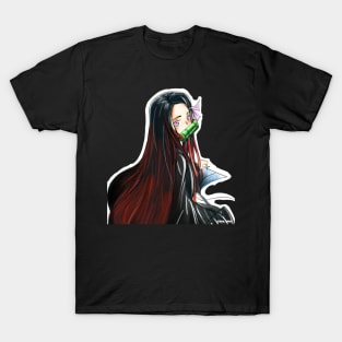 nezuko in kawaii landscape in demon slayer T-Shirt